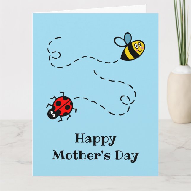 Personlig Ladybird + Bumblebee Mors dag Kort (Framsida)
