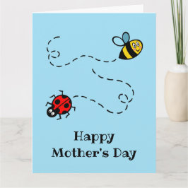 Personlig Ladybird + Bumblebee Mors dag Kort