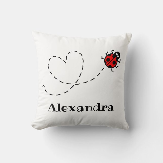 Personlig Ladybird Heart Mönster Cushion Kudde (Framsida)