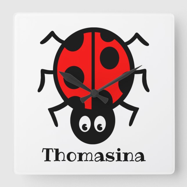 Personlig Ladybird Mönster Fyrkantig Klocka (Framsida)