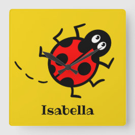 Personlig Ladybird Mönster Square Wall Clock Fyrkantig Klocka