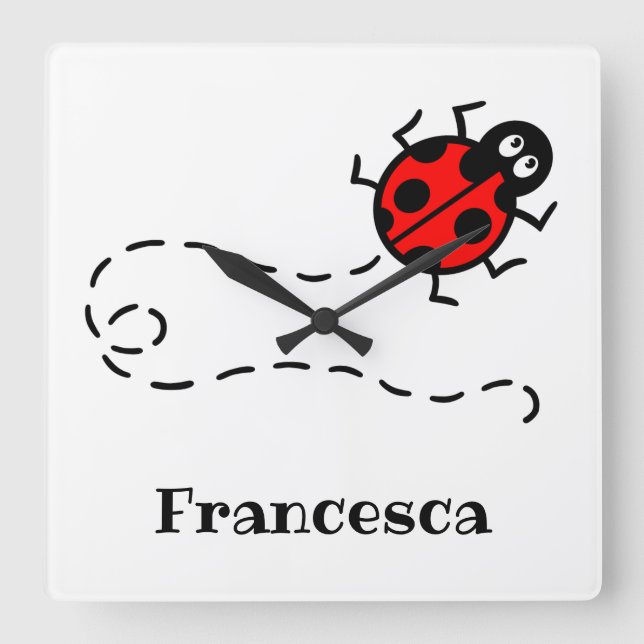 Personlig Ladybird Mönster Wall Clock Fyrkantig Klocka (Framsida)