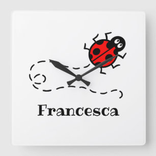 Personlig Ladybird Mönster Wall Clock Fyrkantig Klocka