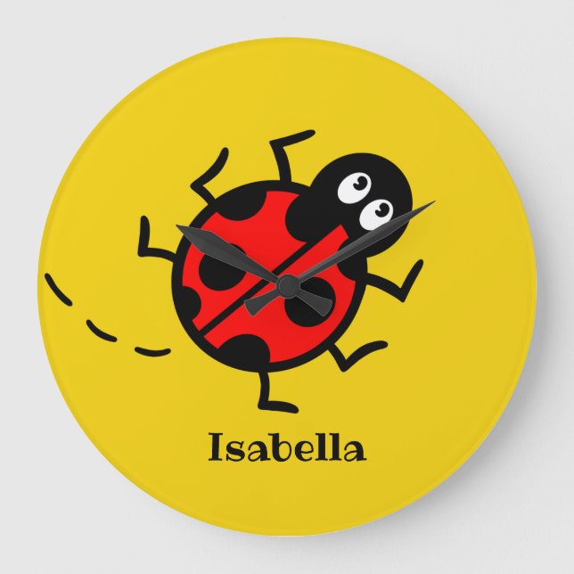 Personlig Ladybird Mönster Wall Clock Stor Klocka (Framsida)