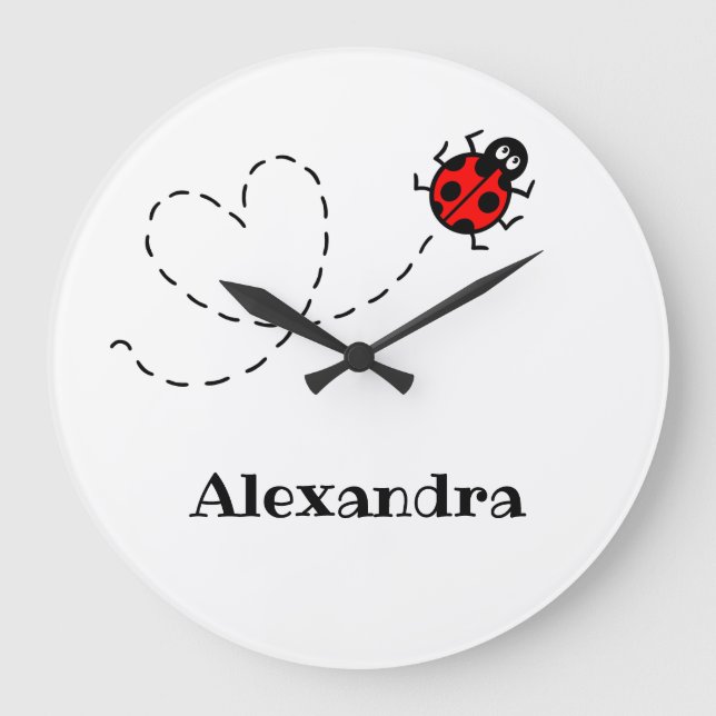 Personlig Ladybird Mönster Wall Clock Stor Klocka (Framsida)