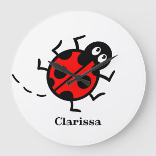 Personlig Ladybird Mönster Wall Clock Stor Klocka