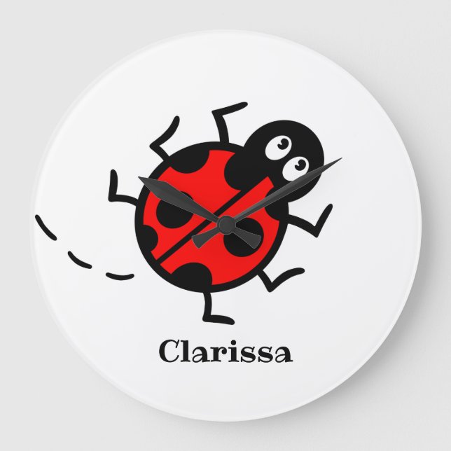 Personlig Ladybird Mönster Wall Clock Stor Klocka (Framsida)