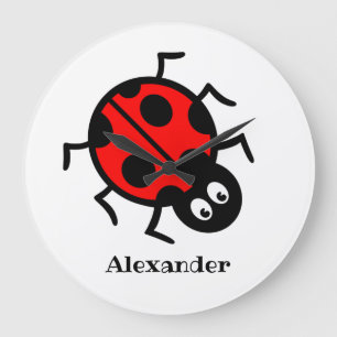 Personlig Ladybird Mönster Wall Clock Stor Klocka