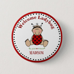 Personlig Ladybug Baby Shower Party Keepsak Knapp