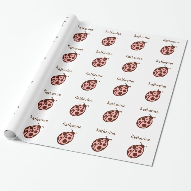 Personlig Ladybug Födelsedagsfest Wrapping Papper Presentpapper (Utrullad)