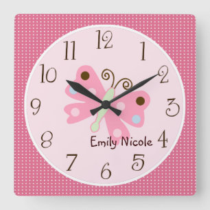 Personlig Ladybug Lullaby/Butterfly Clock Fyrkantig Klocka