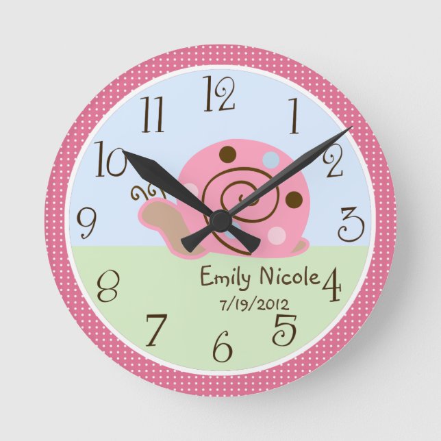 Personlig Ladybug Lullaby/Snigel Nursery Clock Rund Klocka (Framsida)
