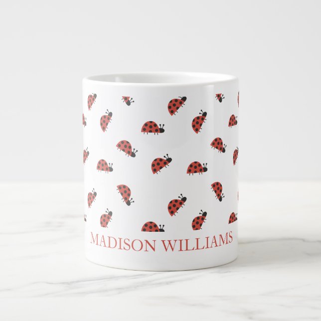 Personlig Ladybug Mugg | Cute Anpassningsbar Gift Jumbo Mugg (Framsidan)