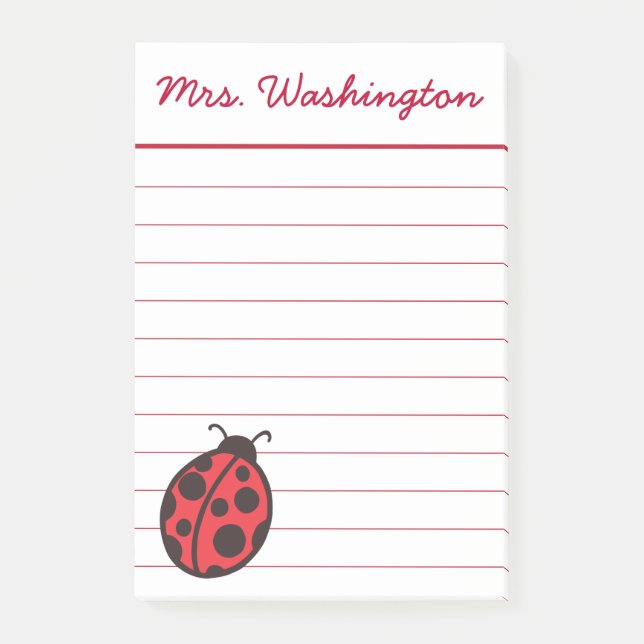 Personlig Ladybug Post it Notes Gift Post-it Block (Framsida)
