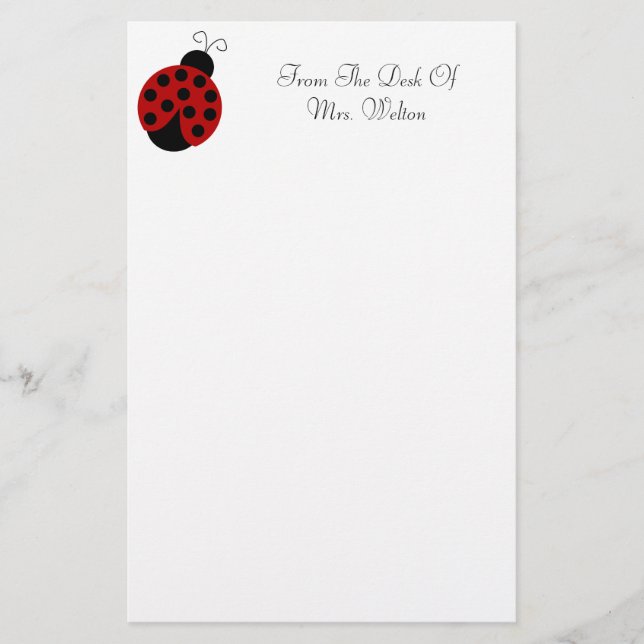 Personlig Ladybug Stationery Brevpapper (Framsida)