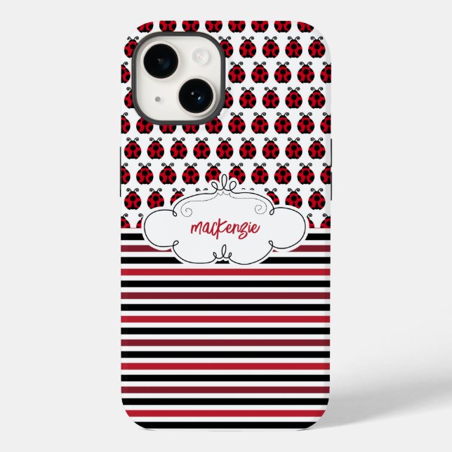 Personlig Ladybugs & Rand Phone Case (Baksida)