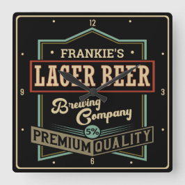 Personlig Lager Beer Brewing Co Label Pub Pub Fyrkantig Klocka
