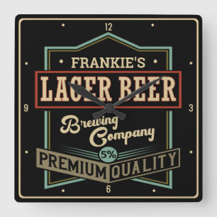 Personlig Lager Beer Brewing Co Label Pub Pub Fyrkantig Klocka