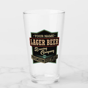 Personlig Lager Beer Brewing Co Label Pub Pub Glaskopp