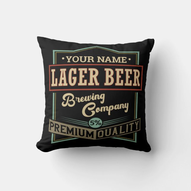Personlig Lager Beer Brewing Co Label Pub Pub Kudde (Framsida)