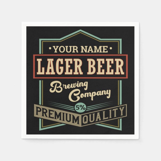 Personlig Lager Beer Brewing Co Label Pub Pub Pappersservett (Framsidan)