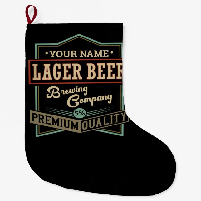 Personlig Lager Beer Brewing Co Label Pub Pub Stor Julstrumpa (Framsidan)