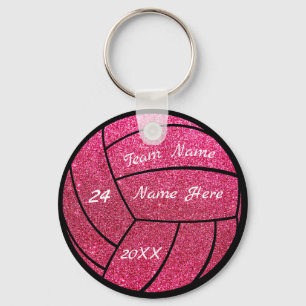 Personlig-laget namn Rosa glitter volleyball Nyckelring