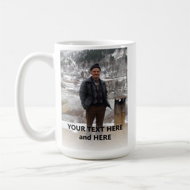 Personlig Lägg till bild och text Kaffemugg (Vänster)