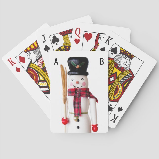 Personlig (Lägg till Initialer) Snögubbe Nutcracke Casinokort (Baksidan)