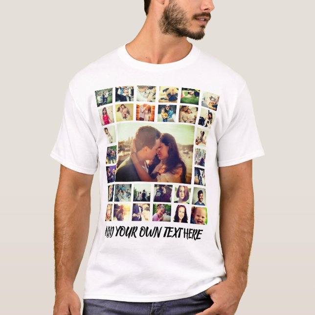 Personlig lägga till eget foto och egen text t shirt (Framsida)