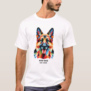 Personlig lågpoliart German Shepherd Dog Dad-konst T Shirt