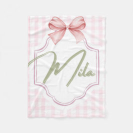 Personlig Lainey Flicka Nursery Bow&Gingham Fleecefilt