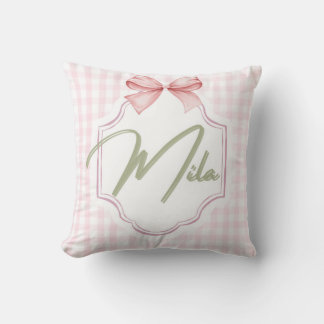 Personlig Lainey Flicka Nursery Bow&Gingham Kudde