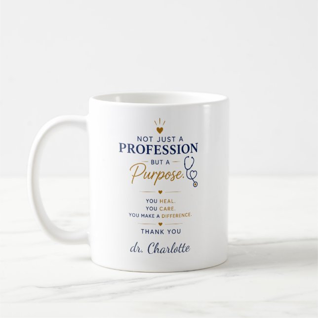 Personlig läkarpresent | Tack Kaffemugg (Vänster)
