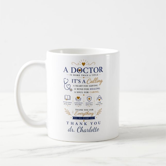 Personlig läkarpresent | Tack Kaffemugg (Vänster)