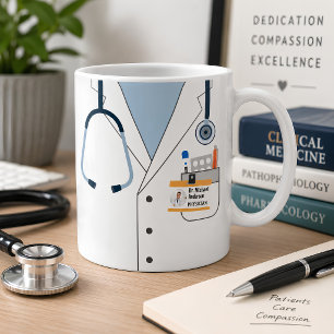 Personlig läkarvit rock stetoskop medicinsk kaffemugg