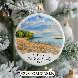 Personlig Lake Erie, Skräddarsydd Pennsylvania Julgransprydnad Keramik