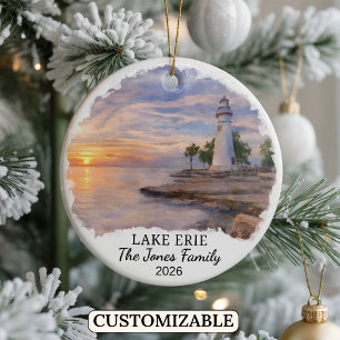 Personlig Lake Erie, Skräddarsydd Pennsylvania Julgransprydnad Keramik