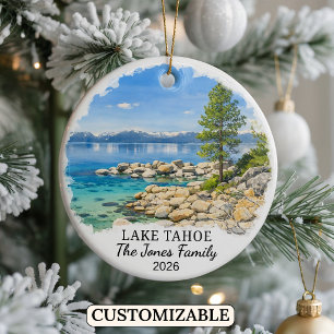 Personlig Lake Tahoe-ornament, anpassad Nevada Julgransprydnad Keramik