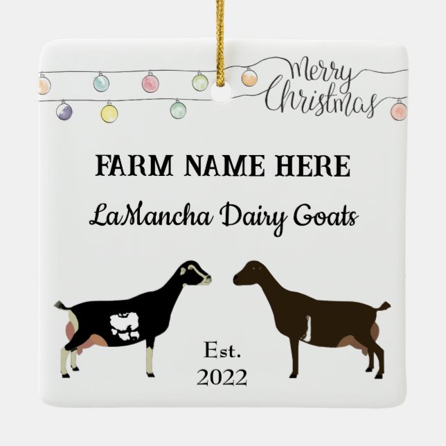 Personlig LaMancha Dairy Goat White-jul Julgransprydnad Keramik (Baksida)