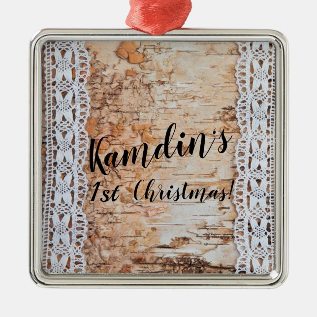 Personlig Land Barn Wood Snöre Trim Kant Julgransprydnad Metall (Framsidan)