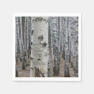 Personlig Land Rustic Carved Namn i hjärtat Pappersservett