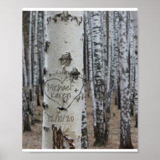 Personlig Land Rustic Carved Namn i hjärtat Poster