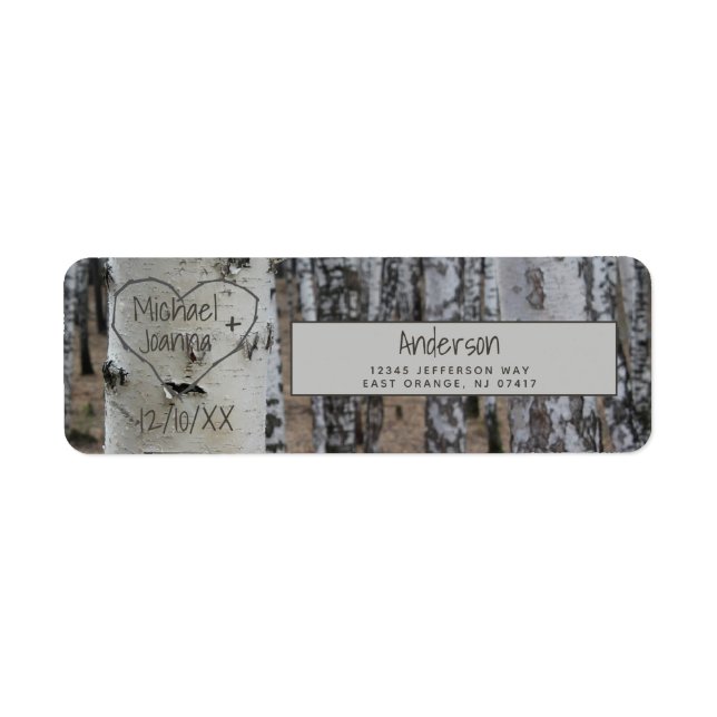 Personlig Land Rustic Carved Namn i hjärtat Returadress Etikett (Framsidan)