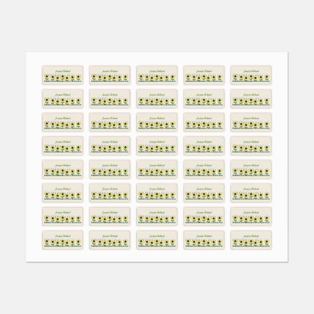 Personlig Land Solblommor etiketter på Märkre (Ark)