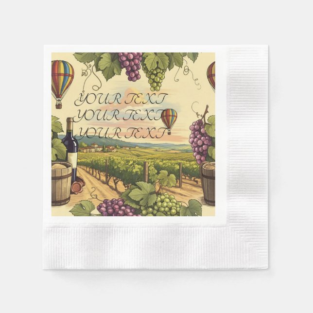 Personlig Land Vineyard Luftballong Vin Pappersservett (Framsidan)
