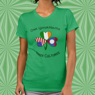 Personlig Laos Irland USA Shamrock Kvinnor T Shirt