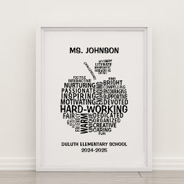 Personlig Lärarapprecision Typography Apple Poster