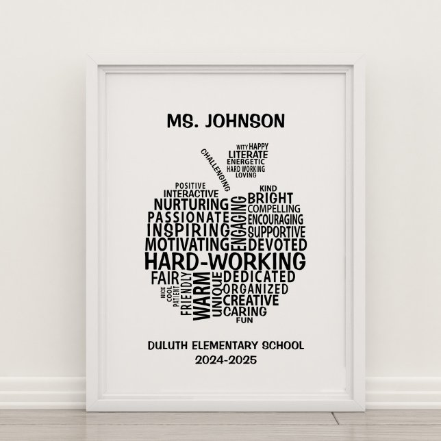 Personlig Lärarapprecision Typography Apple Poster (Skapare uppladdad)