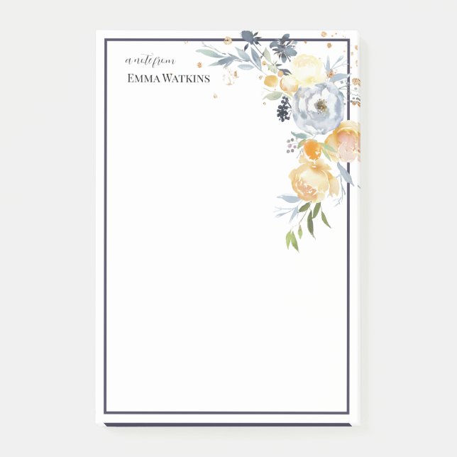 Personlig Lärare Borderade Watercolor Ro Post-it Block (Framsida)